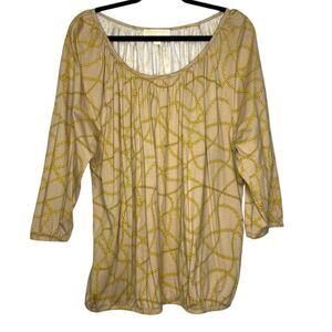 Michael Michael Kors Tan Chain Printed Top - Size 2X